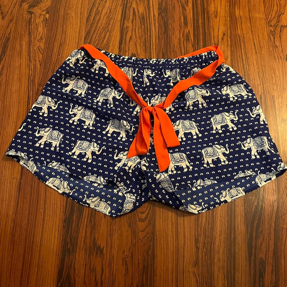 Love Zoe Elephant Print Silky Shorts, size L